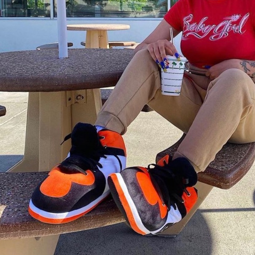banned goods slippers air jordan 1 orange & black